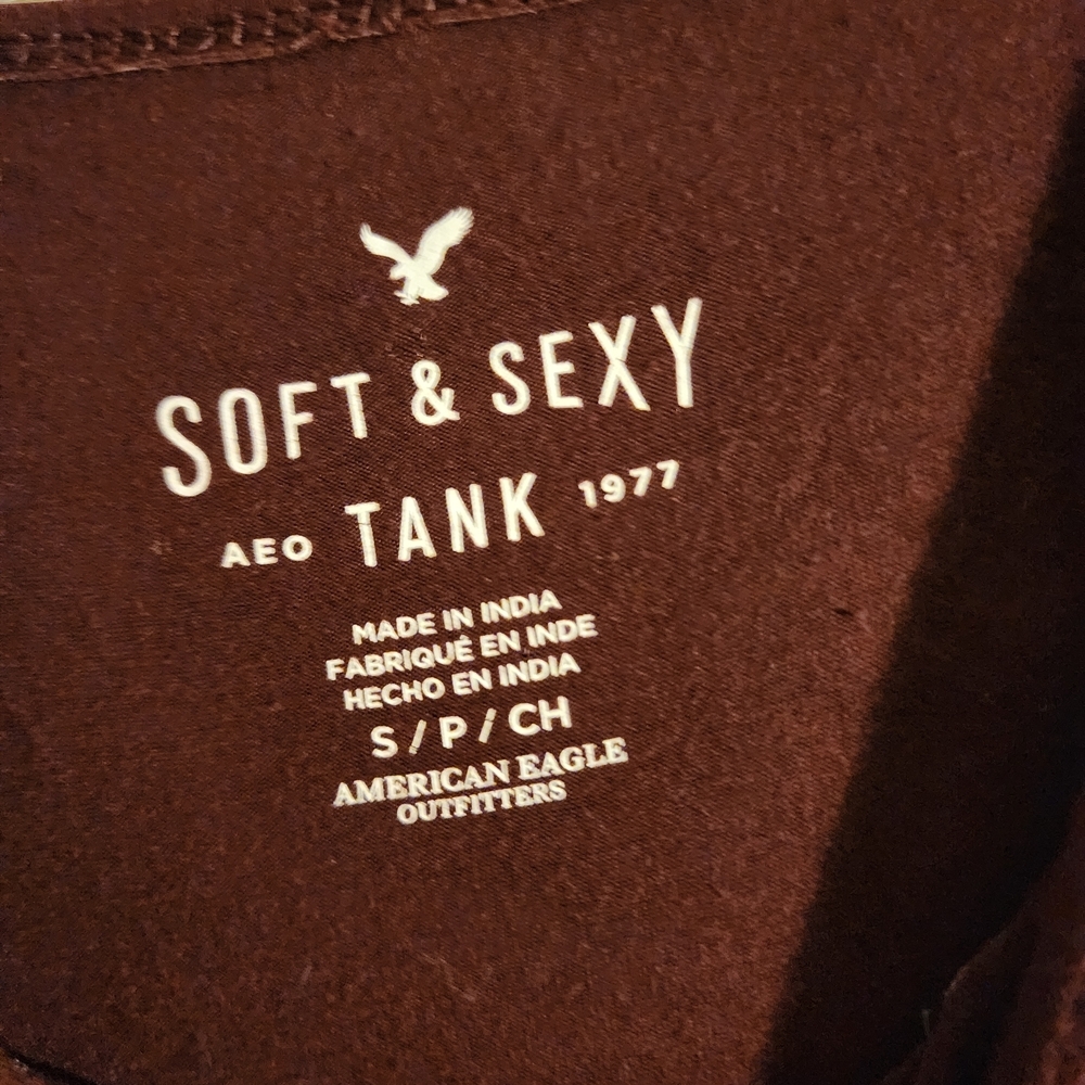 American Eagle Outfitters Maroon Tank Top with Blue Embroidery - Picture 4 of 5